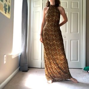 Cherry B Halter Beaded Gown | Open Back